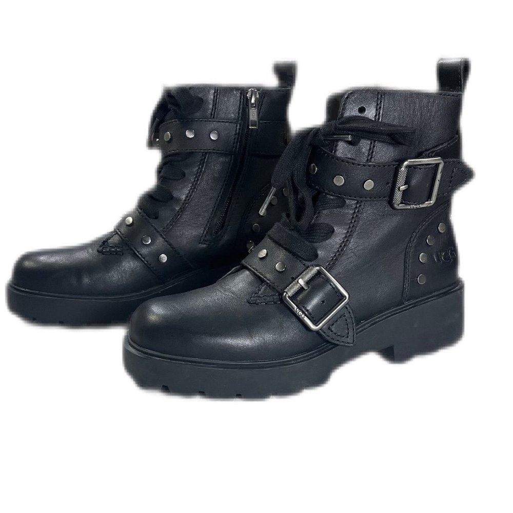Women’s Ugg Mid-Calf Zorrah Studded Leather Moto Boots, Size